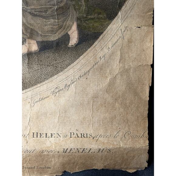 1776 Ryland Engraving After Angelica Kauffman Venus Helen Paris Hand Colored - Picture 10 of 13